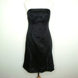 NWT ANN TAYLOR Black Satin Strapless A-Line Dress Size 6P